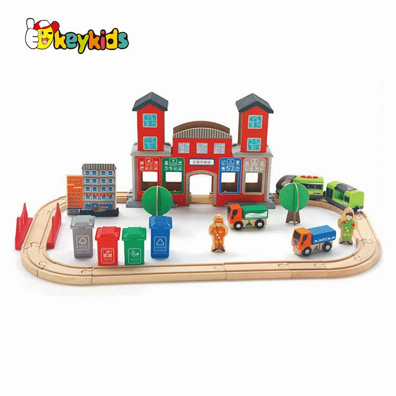 Classical toy train sets wooden model track toys for children W04C253