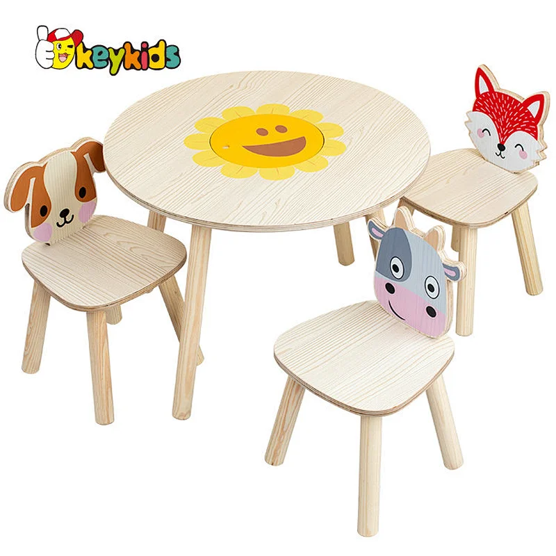 Customize preschool 4 in 1 wooden kindergarten table and chair set for kids W08G351