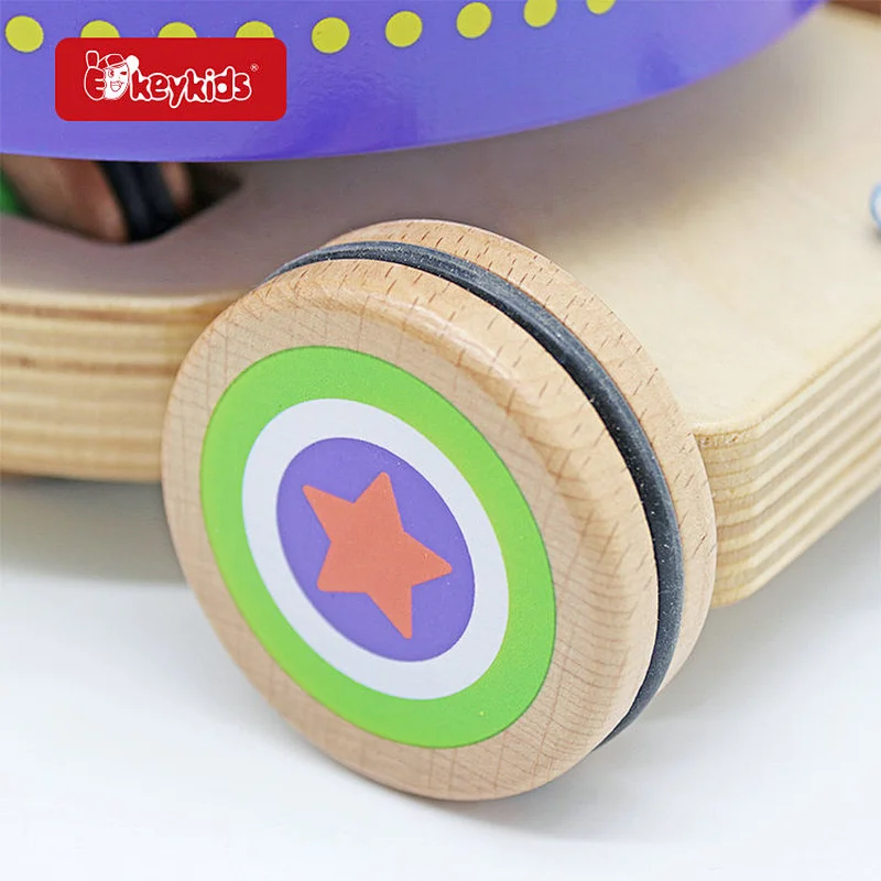 New Design Educational Spinning Carousel Wooden Pull Along Toy For Kids W05C157