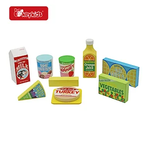 New Arrival Pretend Play Accessories 9 Pcs Wooden Play Food Set For Kids W10D684