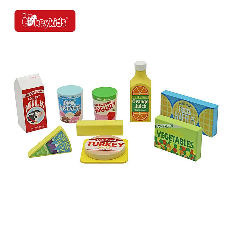 New Arrival Pretend Play Accessories 9 Pcs Wooden Play Food Set For Kids W10D684