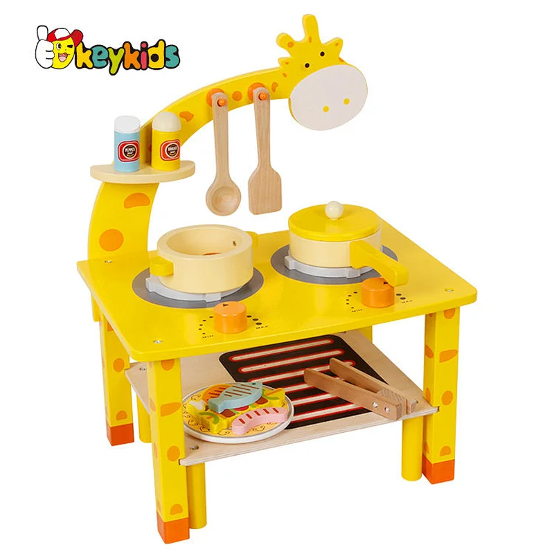 Simulation kids role playing game wooden toy kitchen with bbq W10C757