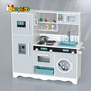 New Arrival water running wooden kids play kitchen with washing machine W10C787