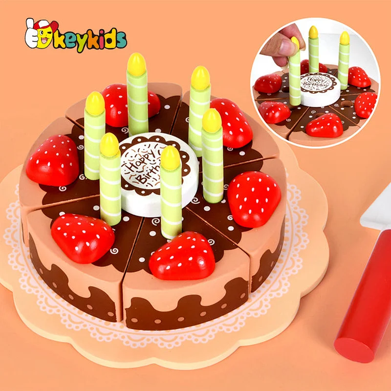 New arrivals role play simulation wooden toy chocolate cake for kids W10B456