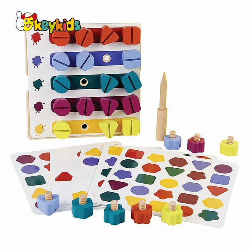 Diy intelligence wooden screw nut matching puzzle for kids W03C054