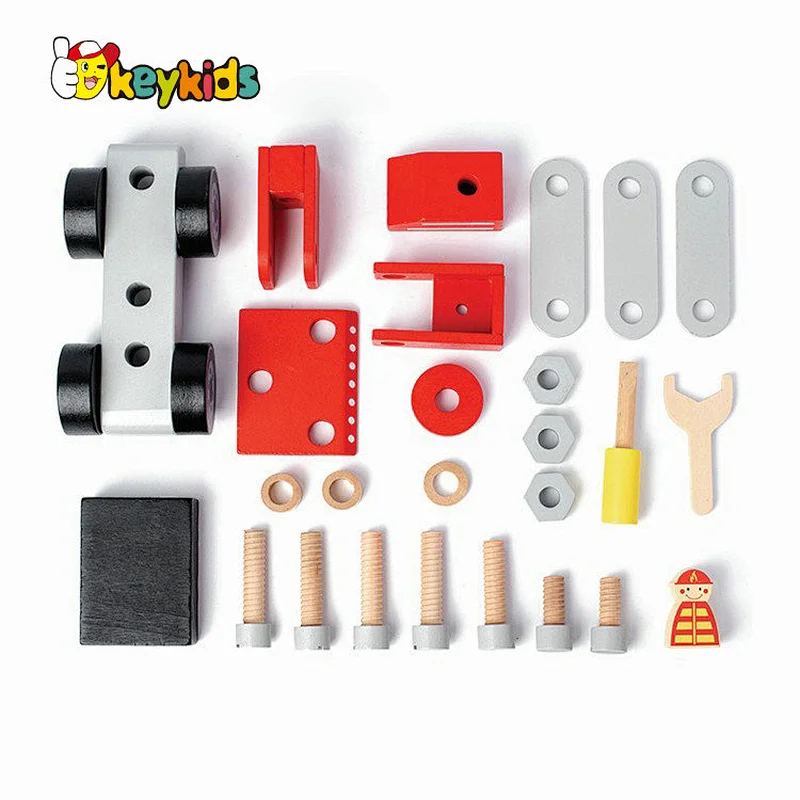 City construction truck wooden fire engine toy for kids W04A598