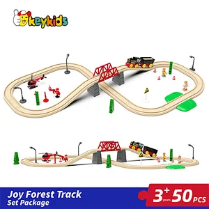 Educational classic railway toys 50 pcs wooden train tracks for kids W04C241