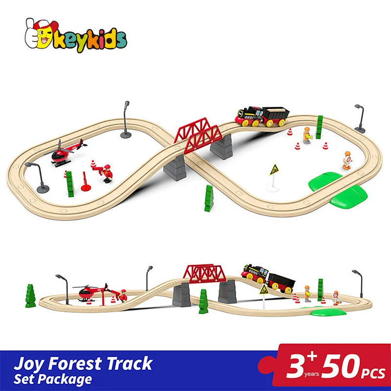 Educational classic railway toys 50 pcs wooden train tracks for kids W04C241