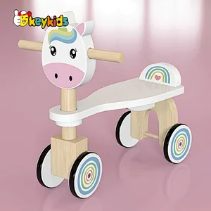 wholesale baby pink unicorn wooden ride on animal toy for children W16B019
