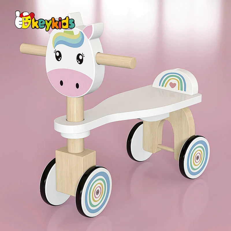 wholesale baby pink unicorn wooden ride on animal toy for children W16B019