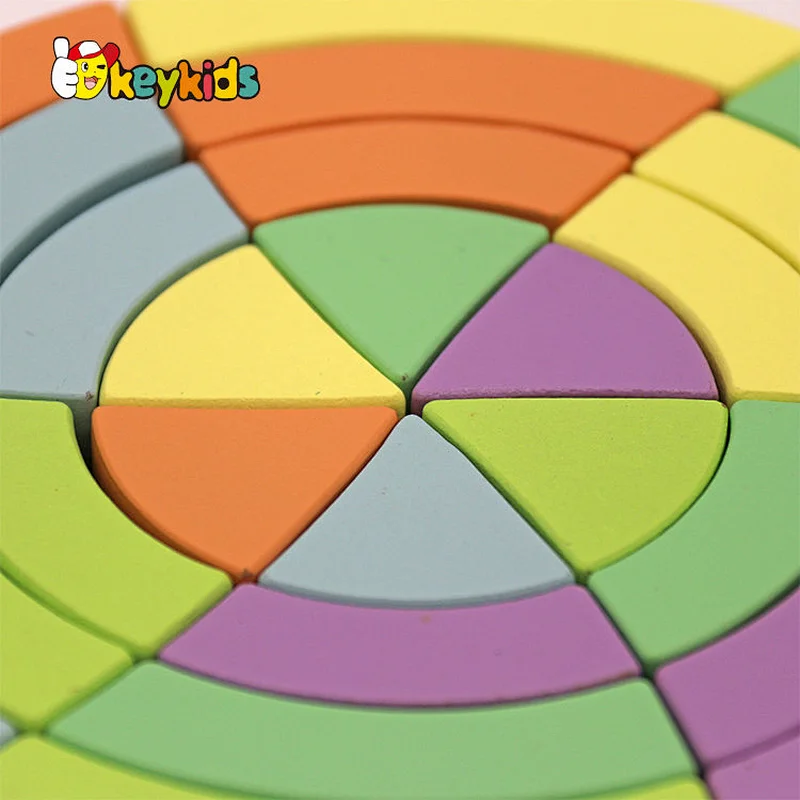 Custom educational stacking wooden rainbow color block toy for children W14A363