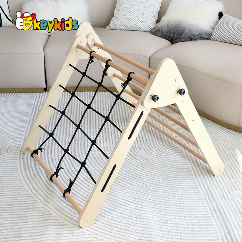 Montessori climbing triangle toys wooden indoor climber with ramp W01F107