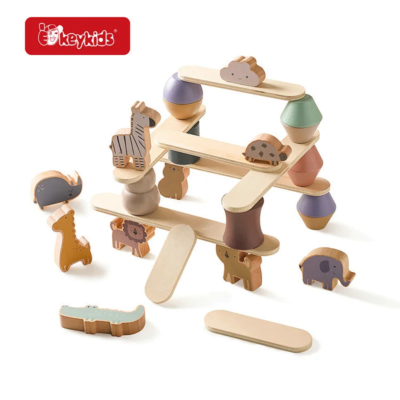 Educational Dinosaur Building Blocks Wooden Balance Stacking Toy For Kids W13D413