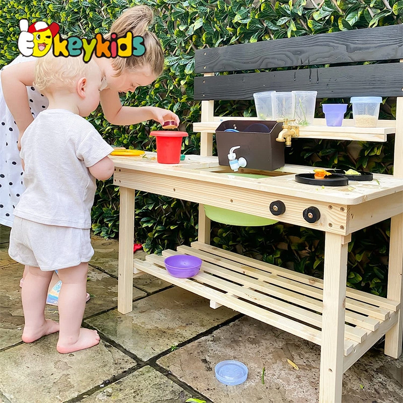 Custom Mud Kitchen Kids Outdoor Play Wooden Kitchen Toy for Children Pretend Role Play W10C777
