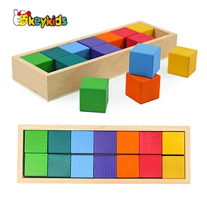 Montessori Rainbow Sensory Wooden Blocks Educational Toy Geometric Shape Cognitive Stacking Toy for Children W13A295