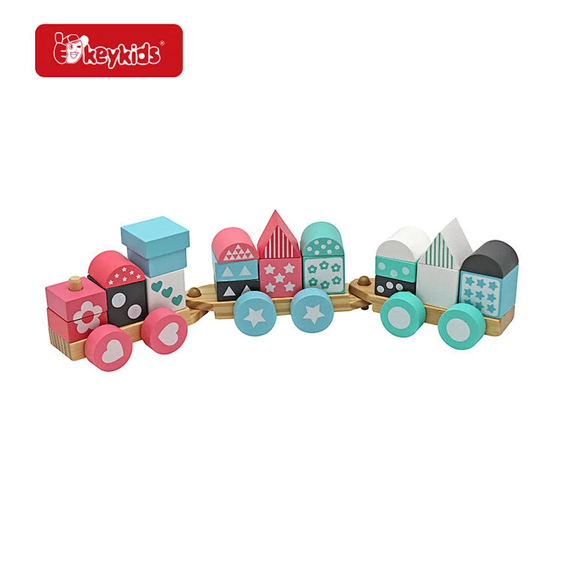Customize Educational Blocks Set Colorful Wooden Stacking Train Toy For Kids W04A607