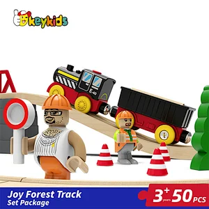 Educational classic railway toys 50 pcs wooden train tracks for kids W04C241