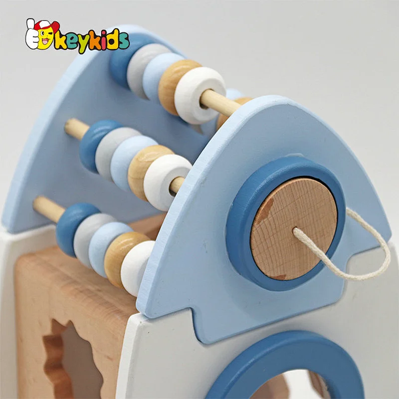 Customize kids educational matching game wooden rocket shape sorter toy for boys W12D449