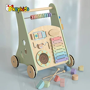 New design educational push wooden baby walker with activity center W08J001I