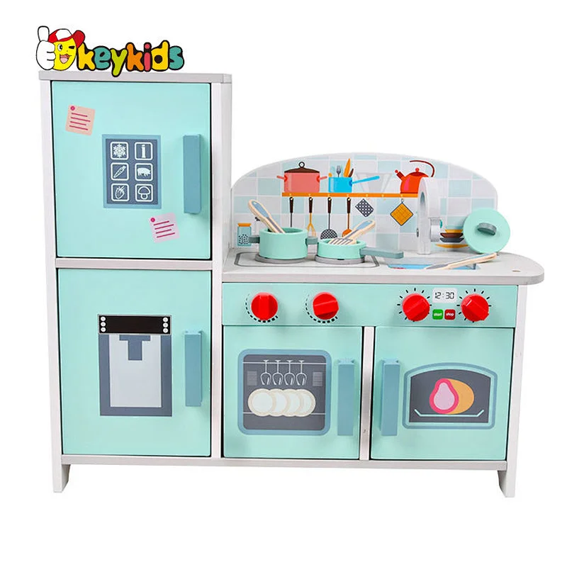 Simulation kids role playing game wooden play kitchen refrigerator with stove W10C669