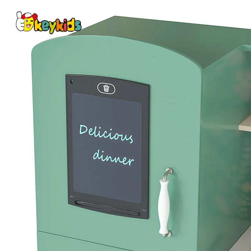 Eco friendly preschool children elections wooden play kitchen with magnetic board W10C790