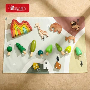 Wholesale Kids Montessori Wooden Forest Building Blocks Toys With Map W13A298