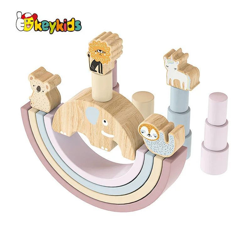 Montessori balancing wooden rainbow stacking toy for kids W11F114