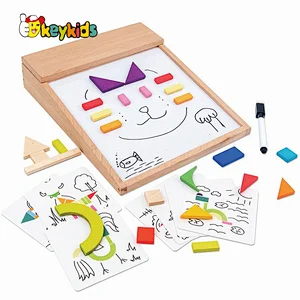 Cusotmize kids 4-sided station wooden easel with cup holders W12B248