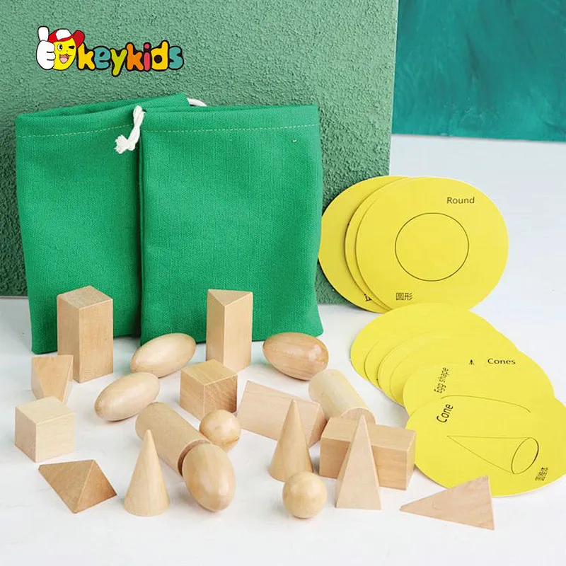 Customize montessori shapes wooden geometric block set for kids W13E243