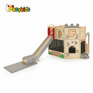 High quality children large playhouse wooden loft castle with slide W01D258