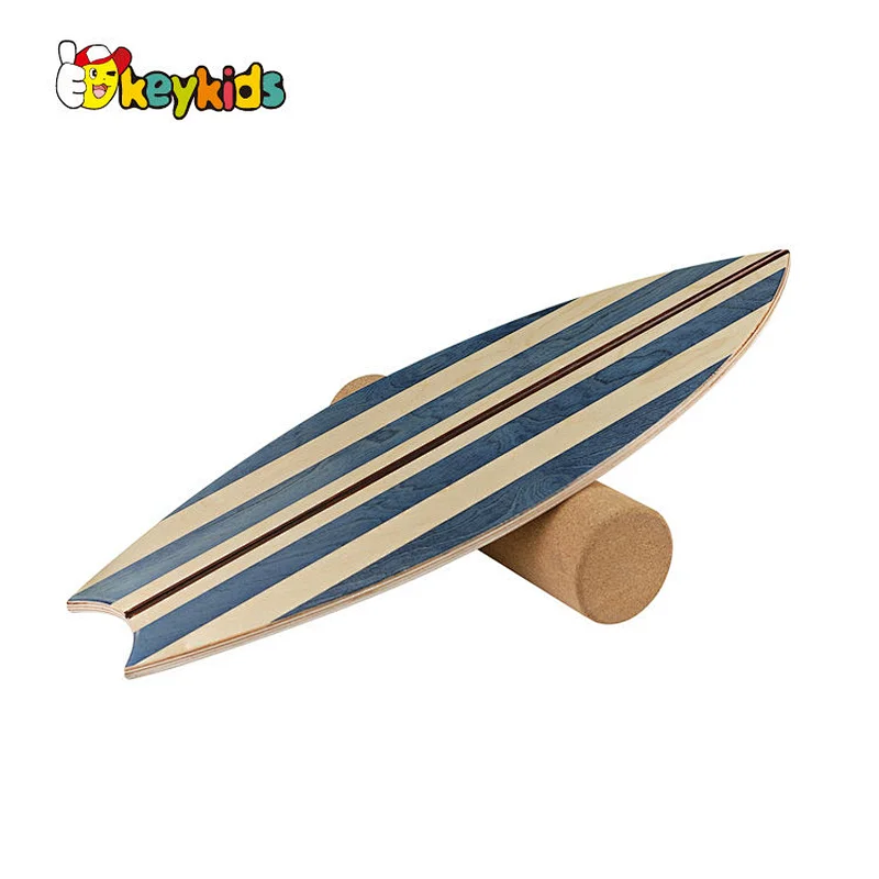 Factory directly custom wooden balance board trainer with cork roller W01F091