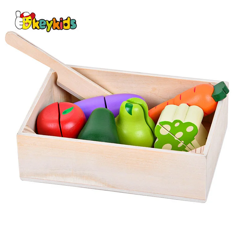 New arrivals role play simulation wooden cutting toys fruits and vegetables for kids W10B458