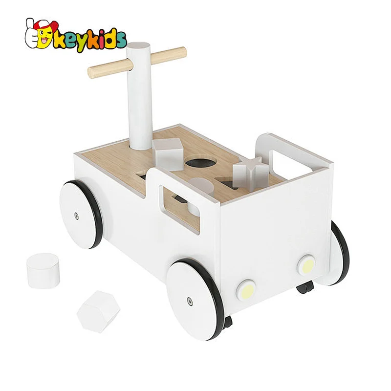 Wholesale Educational Shape Sorting Wooden Baby Walker With Blocks W16E208