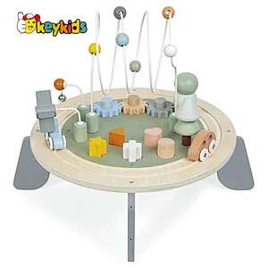 New Arrival Kids Educational Toy Wooden Activity Table with Bead Maze Cube W12D480