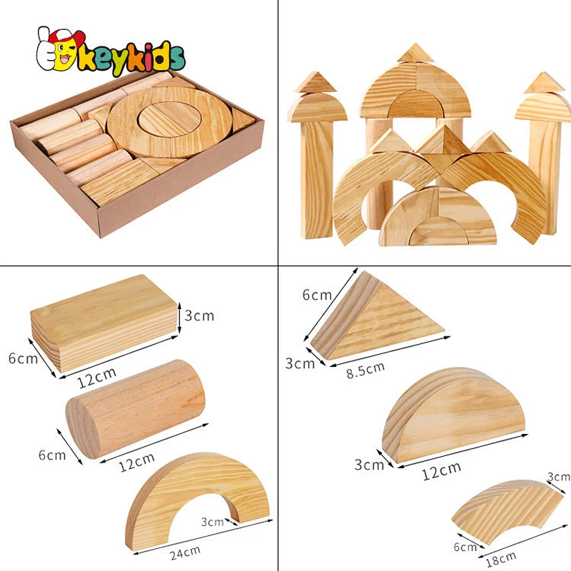 wholesale custom educational construction natural wooden blocks for kids W13A283