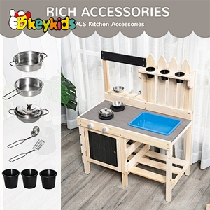 Handcrafted durable toddlers and kids wooden mud kitchen for outdoor play W10C776