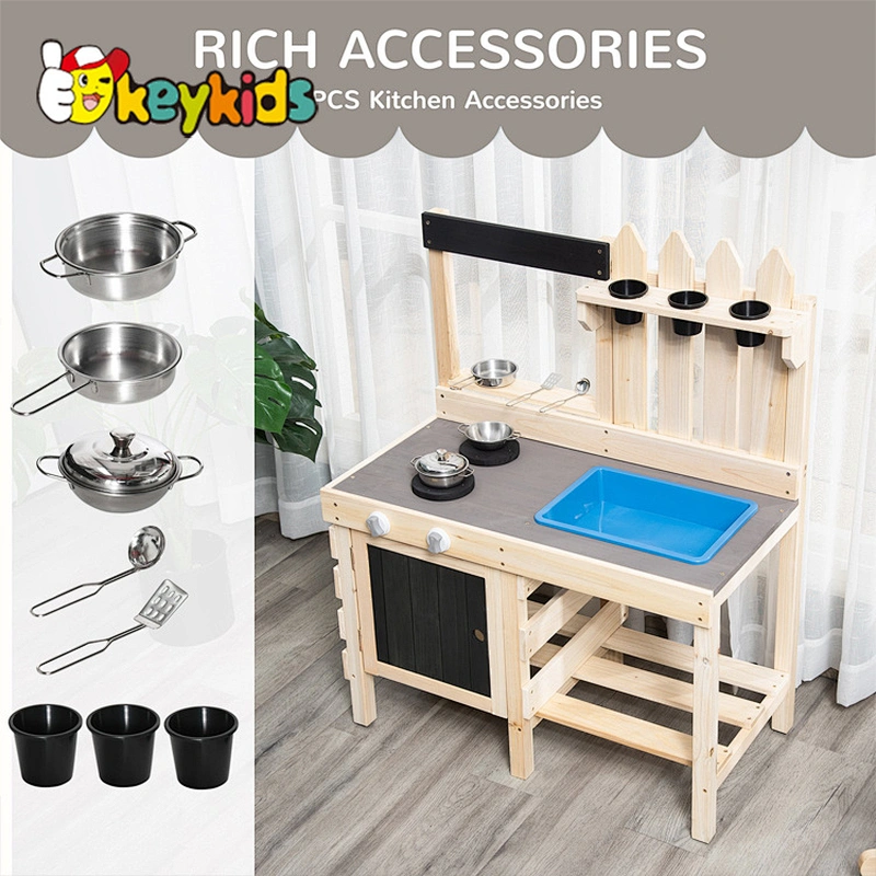 Handcrafted durable toddlers and kids wooden mud kitchen for outdoor play W10C776