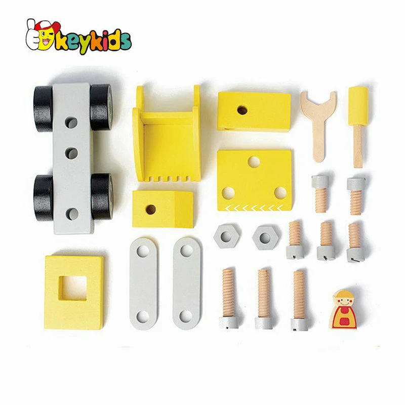 City construction engineering toys wooden digger truck toy for kids W04A599
