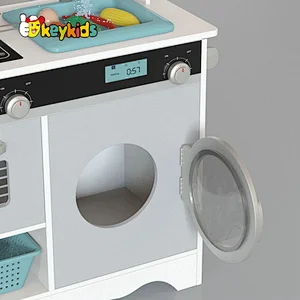 New Arrival water running wooden kids play kitchen with washing machine W10C787