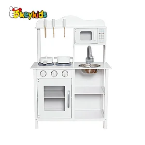 2023 Update cheap white wooden kitchen toy set for children W10C404H
