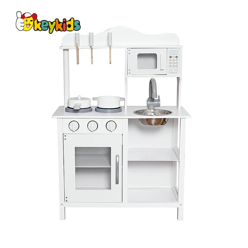 2023 Update cheap white wooden kitchen toy set for children W10C404H