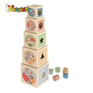 Kids Toddler Baby Gift Montessori Educational Wooden Toys Stacking and Nesting Cubes W13D388