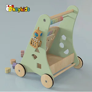 New design educational push wooden baby walker with activity center W08J001I