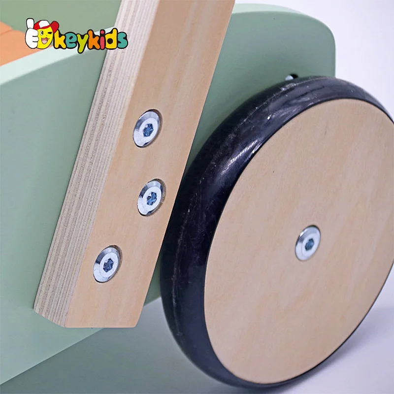 Eco-friendly educational push along wooden walker with blocks W16E218