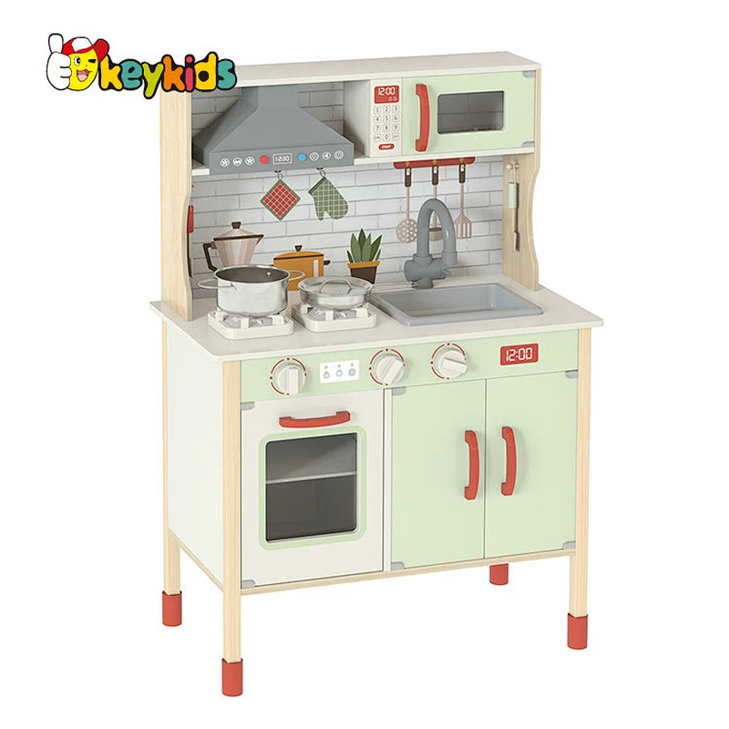 Kids Pretend Play Cooking Set Toys Wooden Play Kitchen With Light Sound W10C869