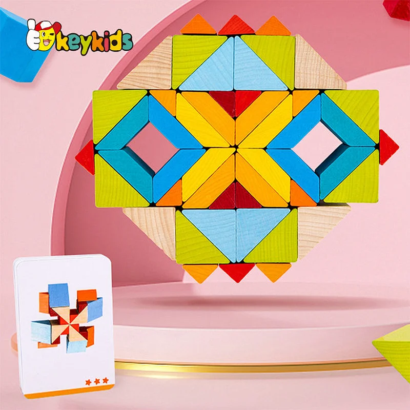 3D Puzzle Shape Cognitive Toy Coloful 48 Pcs Wooden Building Blocks For Kids W13A291