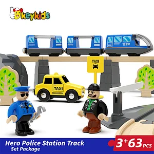 63 PCS assembly slot wooden toy railway set for kids W04C247