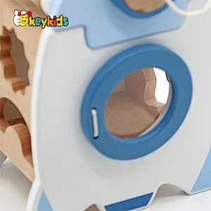 Customize kids educational matching game wooden rocket shape sorter toy for boys W12D449