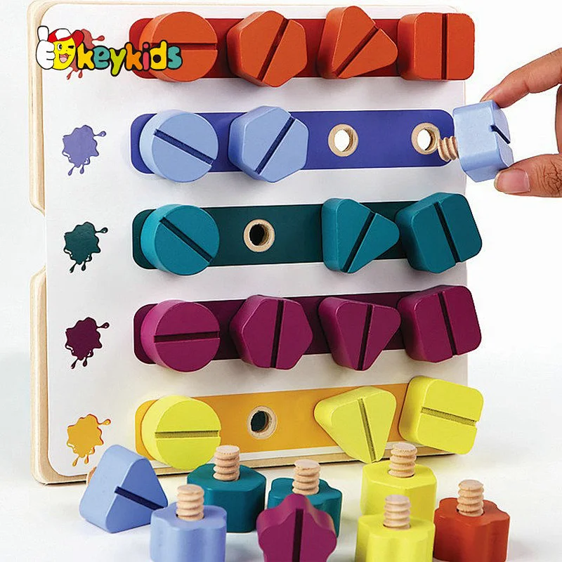 Diy intelligence wooden screw nut matching puzzle for kids W03C054