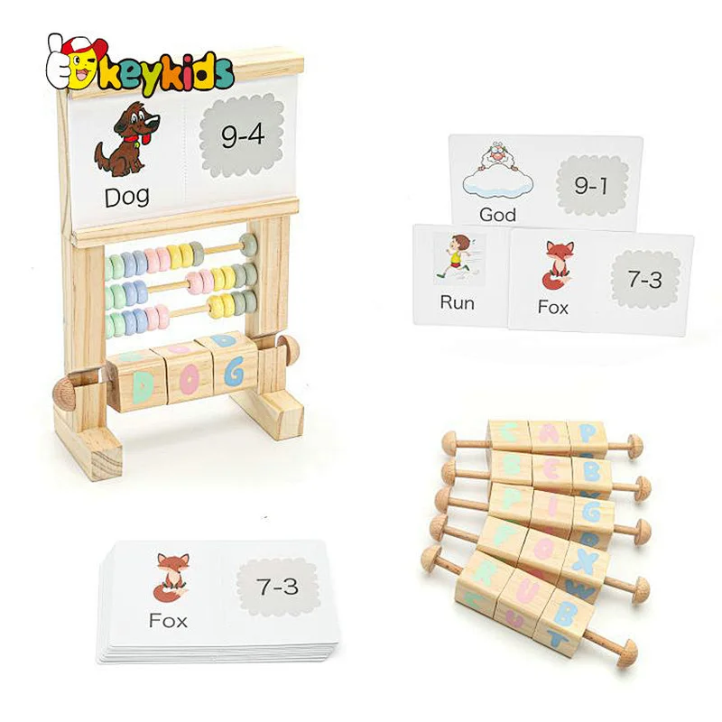 Customize Kids Wooden Abacus Counting with Cards Addition and Subtraction Math W12F180
